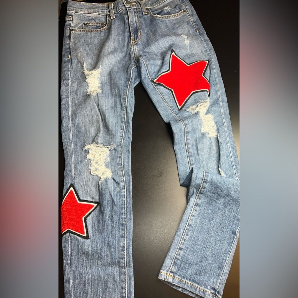 Carmar Blue Star Patched Denim Jeans Size 26 GUC
